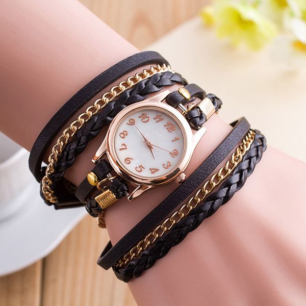 

selling women's watch surround bracelet watch analog quartz leather dress ladies gifts casual fashion women #w, Slivery;brown