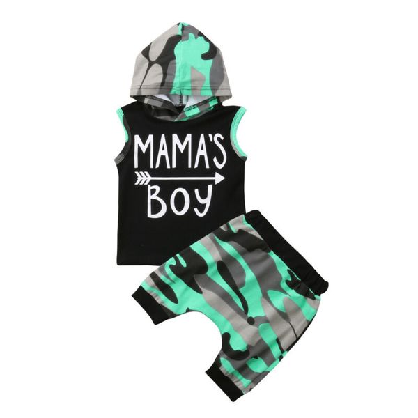 

toddler baby kids boy summer mama letter hoodie sleeveless pants 2pcs outfits set 1-4y, White