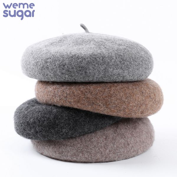 

weme new design wool beret hat lady hat pumpkin painter, Blue;gray