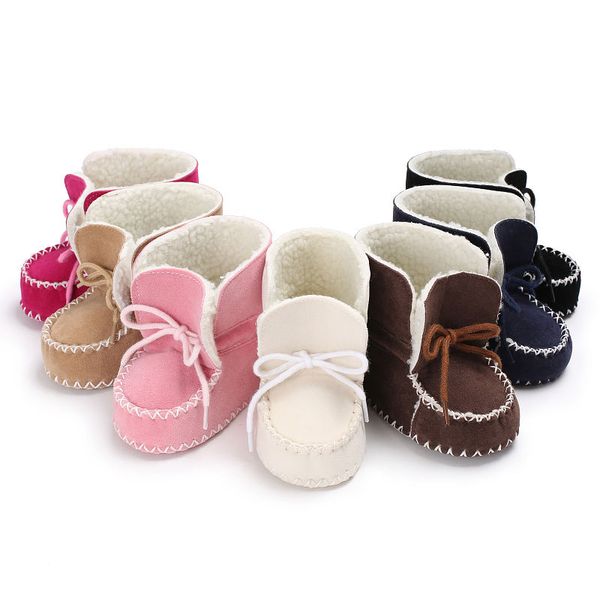 

new sheepskin genuine leather wool fur baby boy winter boots infant girls warm moccasins shoes with plush lace up booties