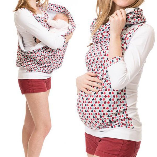 

женщины материнство толстовка семь рукава печати лоскутное вскармливание уход jumper воротник беременных женщин свитер, White