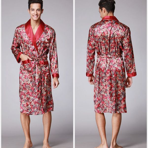 

bathrobe home service men's kimono schlafanzug bathrobe dress chinese men's rayon pajamas robe loose casual nachthemd, Black;brown