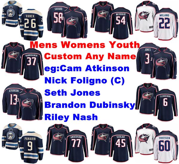 

mens custom columbus blue jackets jerseys cam atkinson jersey nick foligno seth jones brandon dubinsky riley nash hockey jerseys stitched, Black;red