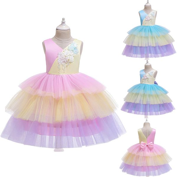 

kids dresses for girls princess dress clothes lace tutu dress party wedding splice pageant gown vestido infantil wy4, Red;yellow