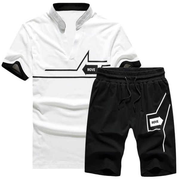 

mens summer tracksuit casual short sleeve t shirt and shorts set 3 colors sports suits eu size, Gray