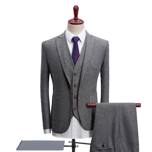 

autumn latest british business style high-end classic formal office slim fit men suits keep warm 3 piece men suit, White;black
