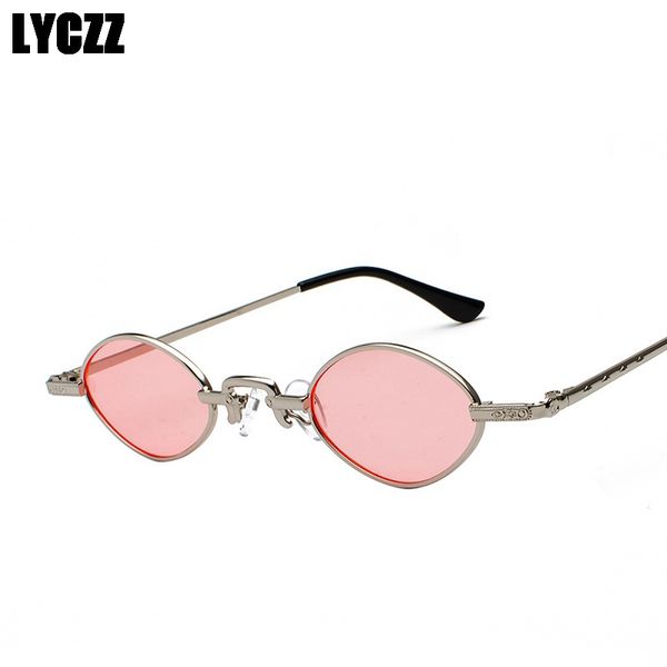 

lyczz personality retro small oval metal frame sunglasses ladies vintage metal spectacle frame flat mirror women's goggle, White;black