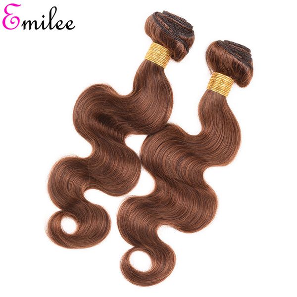 

emilee medium brown 4# human remy hair bundles with closure 4*4 brazilian 4# body wave ombre hair weaves 3pcs, Black