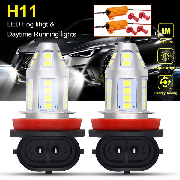 

2pcs h11 led car fog lamp 150w with decoder high power 3030 30 chip waterproof white auto front headlamp fog driving lights 12v