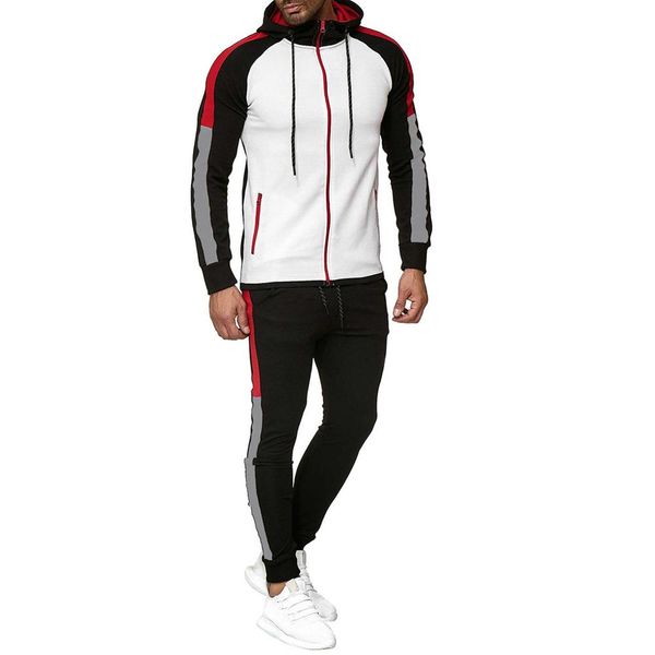 

mens autumn gradient zipper print sweatshirt + pants sets 2pcs sport running suit plus size jogging tracksuit for male, Black;blue