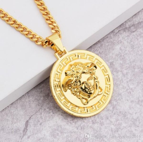 

бренд medusa circluar мужчины дизайнер цепи ожерелья 18k позолоченные хип-хоп мода кулон ожерелье рок подарок падение доставка, Silver
