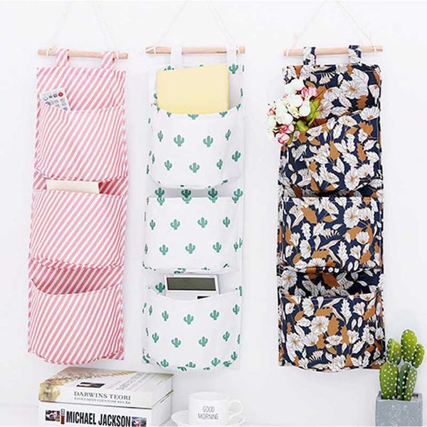 

oxford hanging organizer for doors leafs stripes printed 3 pockets hanging storage bag wall door home decor holder
