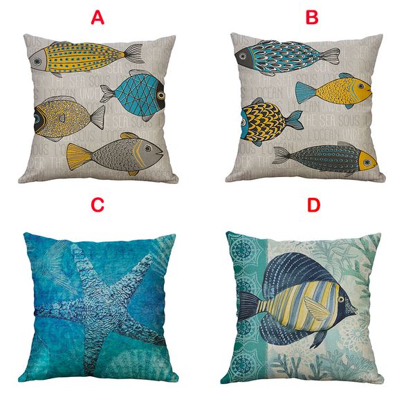 

100% new 2019 marine life 60x60cm linen pillow pillowcase home decorative g731