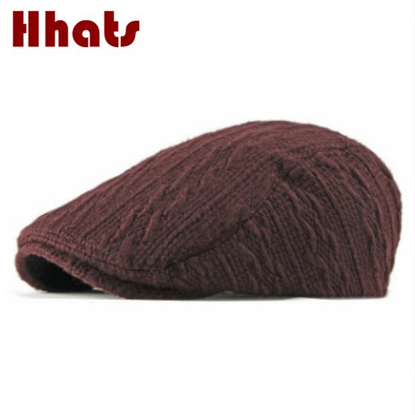 Fashion Men Flat Knitted Hat Fashion Spring Autumn Berets Solid Newsboy Style Peaked Cap Winter Vintage Cap