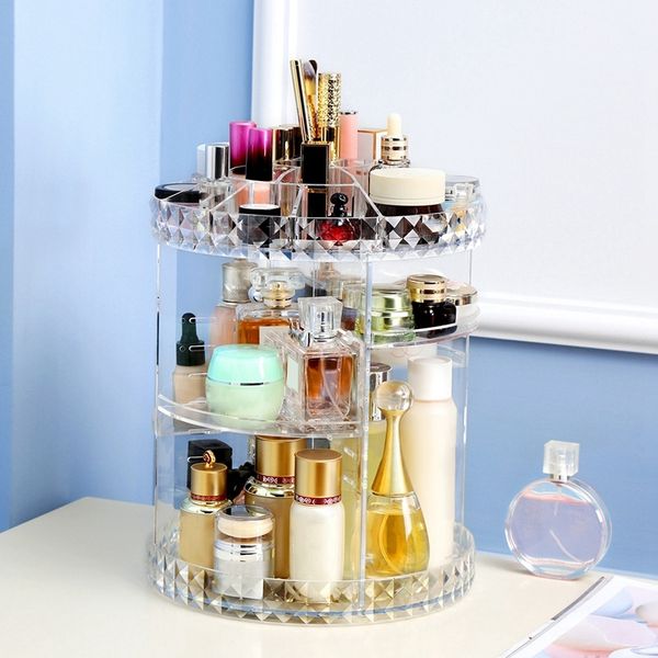 

360 градусов вращения прозрачный акриловый cosmetics storage box мода спин многофункциональный съемные макияж красоты организатор другое гла