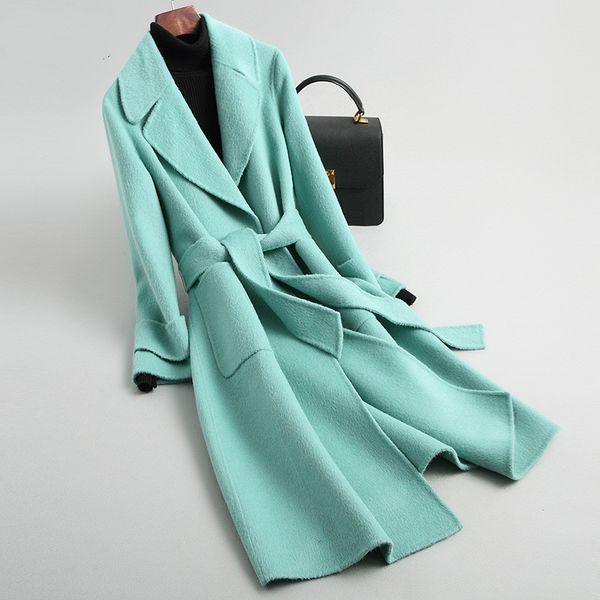 

cailey women's wool & blends elegant 100% coat female vintage spring autumn woolen jacket women korean blend coats ladies manteau femme, Black