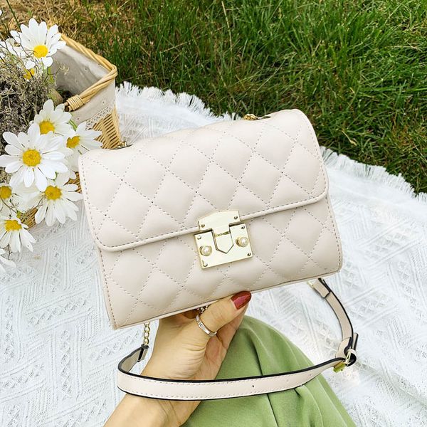

fashion small solid color pu leather flap bags female lattice crossbody bags for women 2020 summer sweet shoulder chain handbags