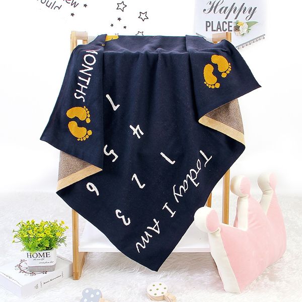 

baby boy girl knitted milestone blankets pgraphy props stroller cover towel toddler bedding infant swaddle travel blanket