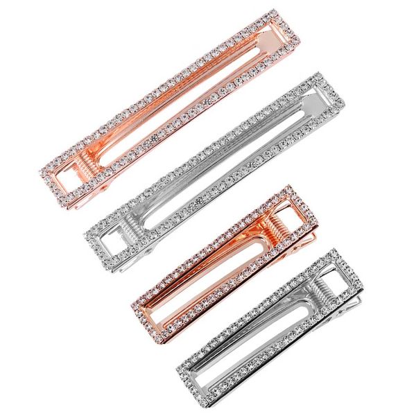 

new 1pc elegant women crystal rhinestone duckbill hair clips alloy barrette hairpins headwear hair styling tools accessories, Golden;silver