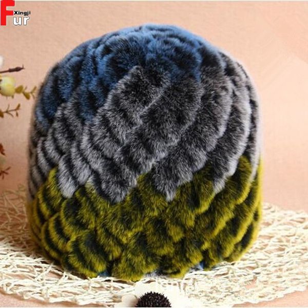 

multi-color women winter warm thick rex fur hat, Blue;gray