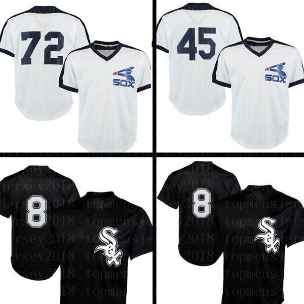 

chicago white 8 bo jackson sox jersey 45 michael 72 carlton fisk baseball jerseys retro mesh black white m-xxxl, Blue;black