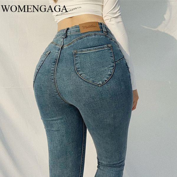 

2020 summer new fashion elasticity women 5 pockets back skinny jeans slim denim pants pencil pants plus size cp52, Blue
