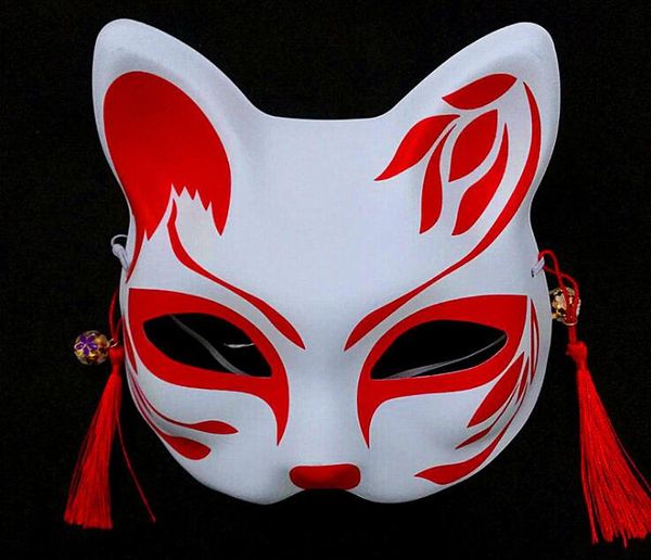 

fox mask half face mask halloween cosplay animal masks hand-painted japanese style wind fox anime cosplay masquerade mask