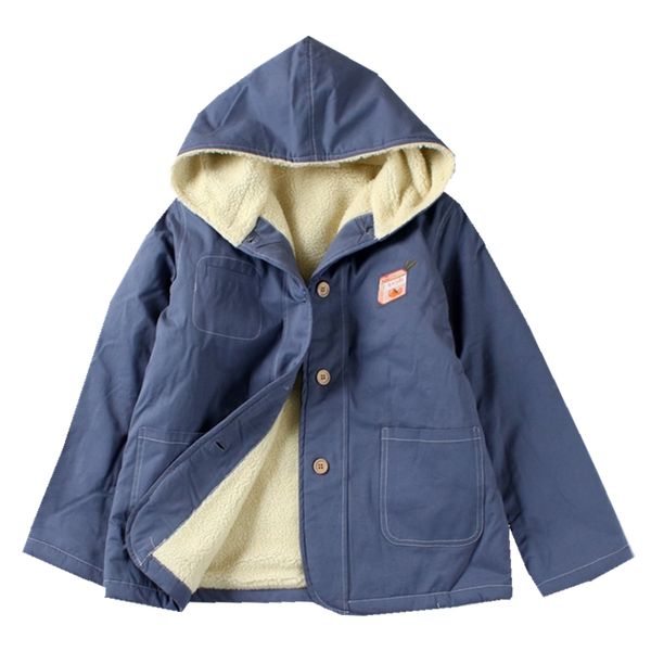 

casual women's winter new warm thick lamb hooded cotton coat fashion fog blue single-breasted jacket suitable for teenage girls, Black