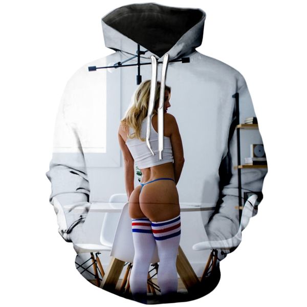 

новые мужчины / женщины мода смешно сексуальная красота последние harajuku стиль 3d смешно печатных crewneck толстовка мода повседневная 3d, Black