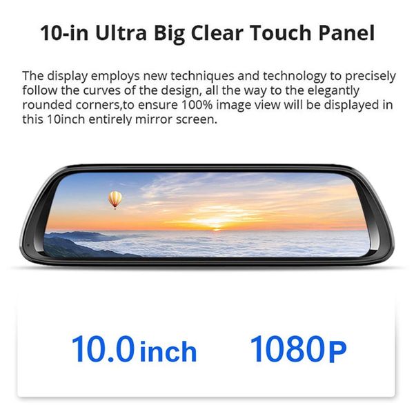 

10 inch android 8.1 4g rearview mirror car dvr camera gps navigator bluetooth music wifi hd 1080p streaming video recorder