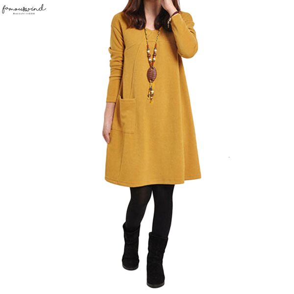 

2020 autumn winter robe female long sleeves mini dress plus size 3xl 4xl 5xl women autumn school dress pockets solid v neck, Black;gray