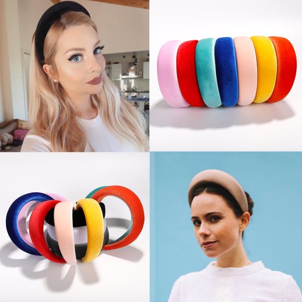 

голова vedawas толстые velvet ободки для женщин мода группа headwear широкий пластиковые hairbands партии аксессуары для волос ювелирных изд, Golden;white