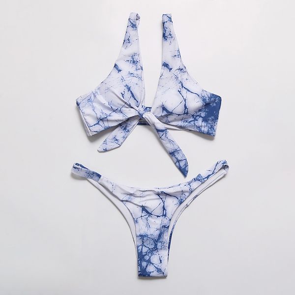 

bikini 2019 swimsuit women's split swimwear fashion bandage marble print swimwear beachwear bickey bikini dresses #28, White;black