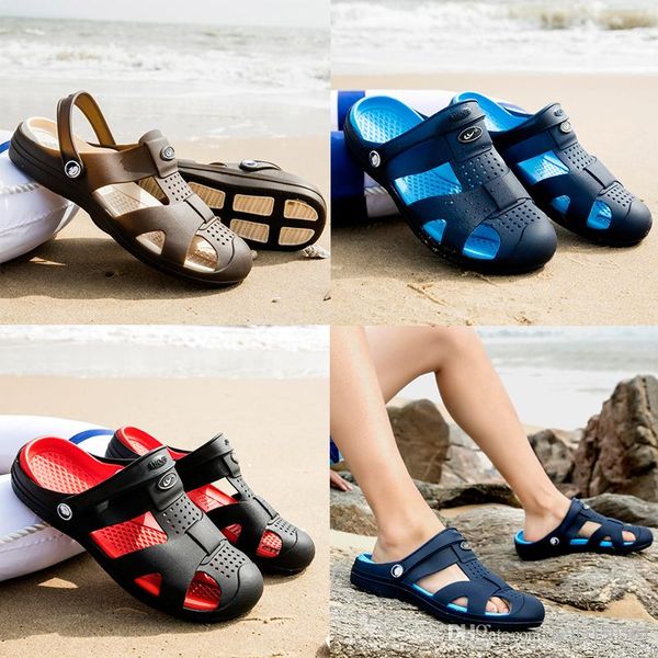 en kaliteli Tasarımcı terlik Marka crocss Erkekler Düz Sandalet Jelly Günlük Ayakkabılar Erkek Çift Toka Yaz Plaj açık Flip-flop