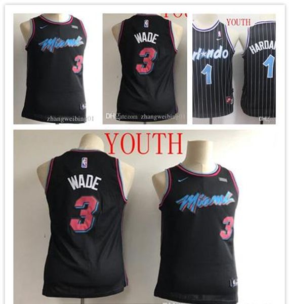 

youth 3 wade fanatics branded pink fast break alternate nba jersey - statement edition, Black