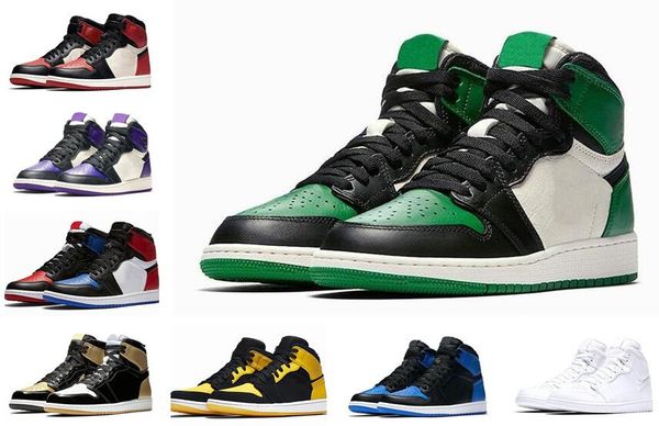 

2019 new 1 high og bred toe chicago banned game royal basketball shoes men 1s 3 shattered backboard shadow multicolor sneakers, White;red