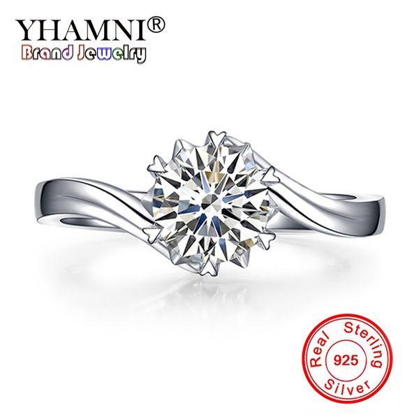 

yhamni classic soild 925 sterling silver wedding ring 1ct cz zircon jewelry party engagement brand rings for women xjz360, Slivery;golden