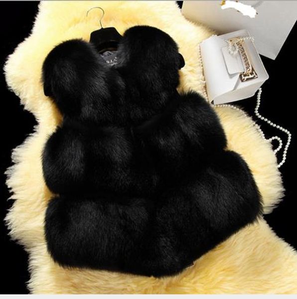 

furry 2019 winter women's faux fur coat artificial fur vest furry vests femme jackets plus size fake gilet z83, Black