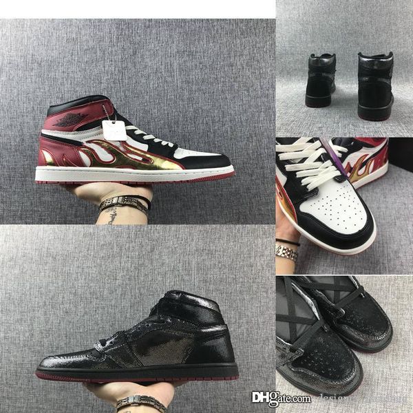 

2019 luxury retro high og black toe 1 casual shoes designer mens shoes high sneakers designer 1s mens sports shoes