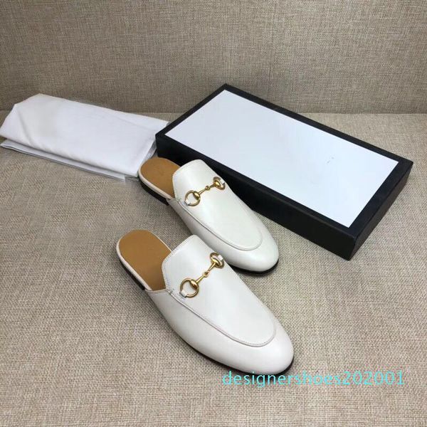 

28 styles designer slippers sandale slide mules loafers genuine leather flats with buckle women designer sandals d01, Black