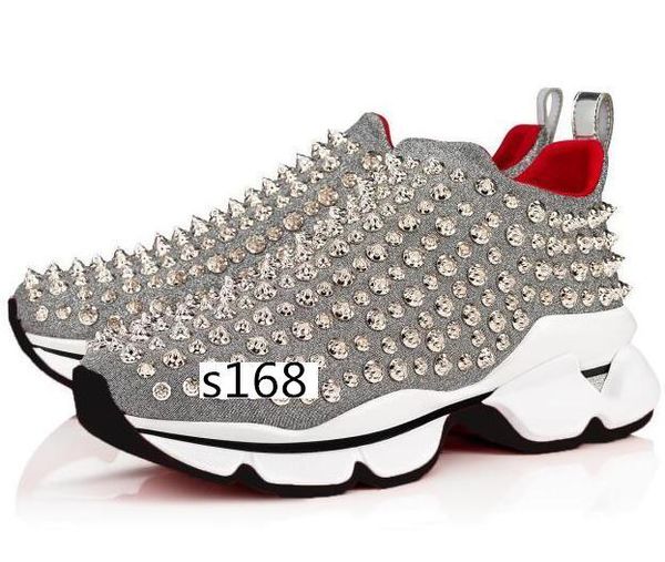 

2020 delivery red bottoms crystal leather sneakers mens shoes womens rivet spiky junior spike sock krystal donna red bottom 8, Black