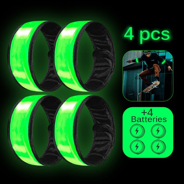 

glowing wrist flashing reflective safety slap light up led armband glow sports night running cycling outdoor exercise activities, Black;red