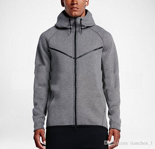 

2017 new autumn winter large size men's hoodie sportswear tech fleece windrunner fashion leisure sports jacket running fitness jacket c, Black