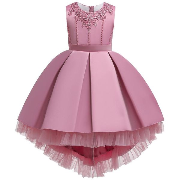 

flower baby girls lace appliques princess dress toddler wedding party formal ball gown dress for girls 2 3 4 5 6 7 8 9 10 years, Red;yellow