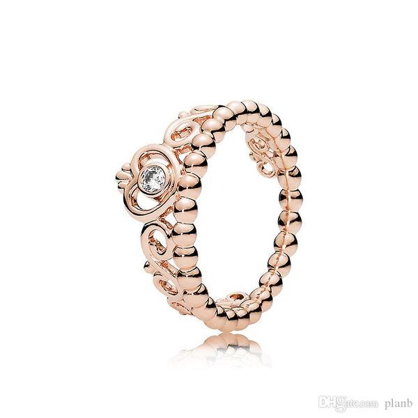 

925 sterling silver my princess stackable ring set original box for pandora women wedding cz diamond crown 18k rose gold ring, Slivery;golden