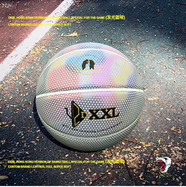 

New dxxl 4th holographic luminou ba ketball rainbow reflect light white ba ketball ball pu leather indoor outdoor ba ketball ize 7
