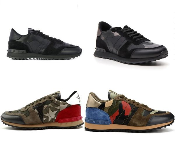 

mix camouflage rockrunner trainer lace sneaker fabric canvas leather suede outdoor running shoes sneakers casual shoes men flat, Black