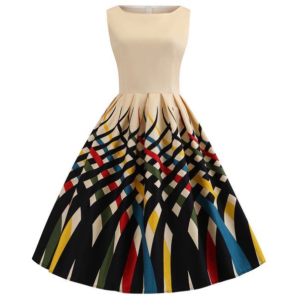 

kenancy plus size colorful plaid women vintage dress chic print sleeveless summer retro dress 4xl party vestidos de festa robe, Black;gray