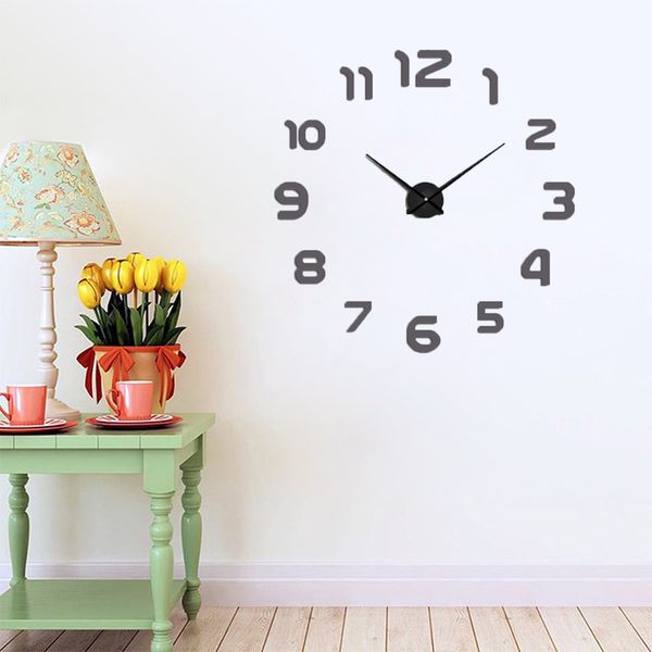 

2019 новая мода 3d большой размер настенные часы классический черный diy римские цифры настенные часы творческое сочетание