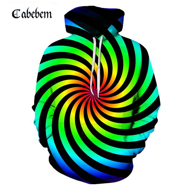 

популярного взрыв цвет swirl 3d толстовка черных полосатые фуфайки осень unisex тонкого hoodie способ menswear марк 6xl, Black
